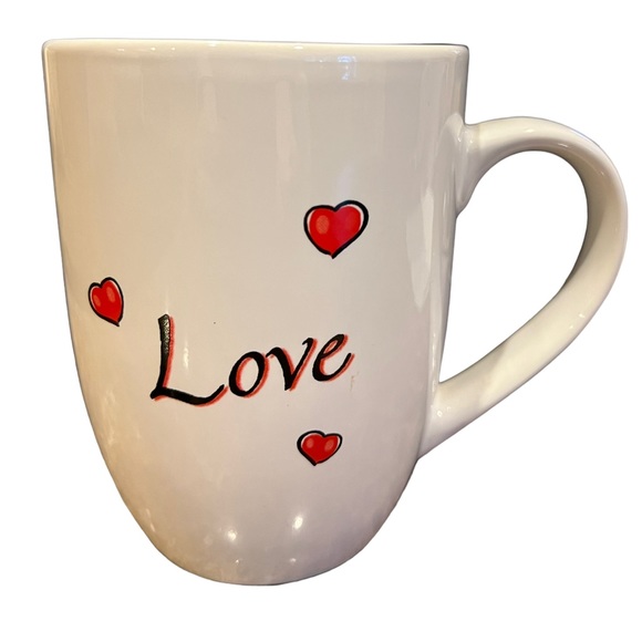 Love Mug Red Hearts surround word Love 16oz Microwave Dishwasher Safe NWT - Picture 3 of 5